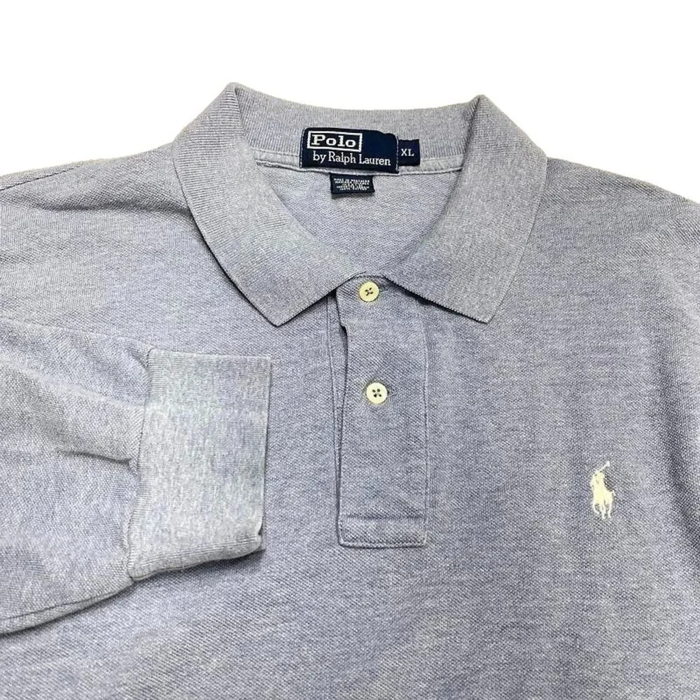 Ralph Lauren Polo Shirt‎ XL Mens Blue Long Sleeve White Pony